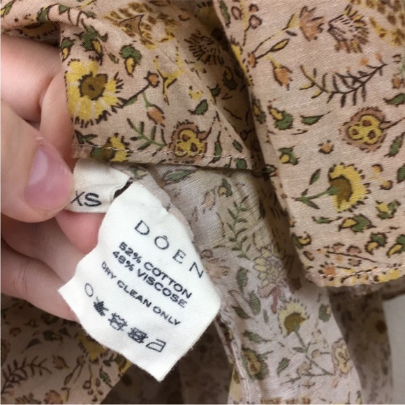 NWOT Doen Grasse Jaipur Floral Mustard Boho VNeck Flowy Hippie Peasant Dress XS - Picture 16 of 16